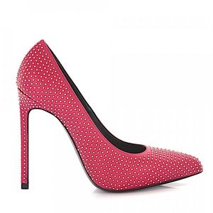 Auth Yves Saint Laurent Pink Calfskin Stud Pumps
